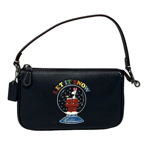 Coach X Peanuts Nolita 19 With Snoopy Let It Snow Motif Midnight Navy CE859 - Picture 1 of 9